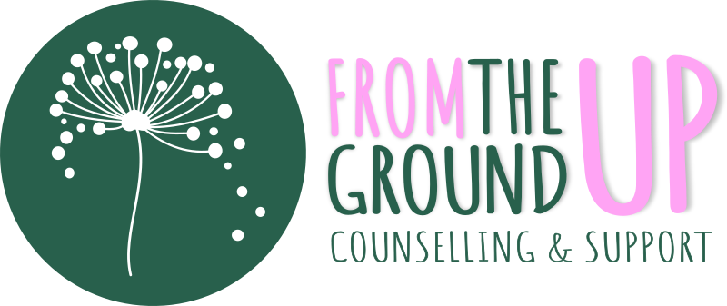 From the Ground Up Counselling logo featuring a dandelion